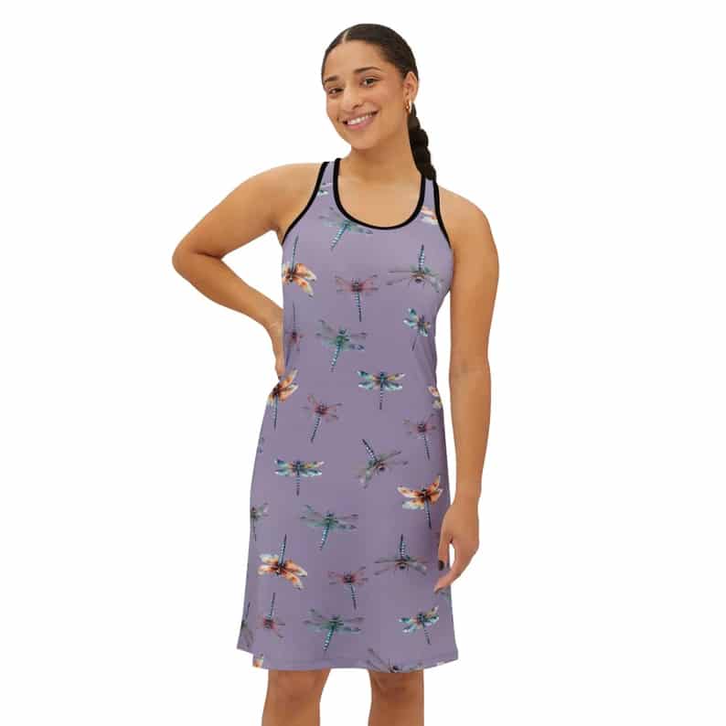 Lavender Dragonfly Sheath orange butterfly dress
