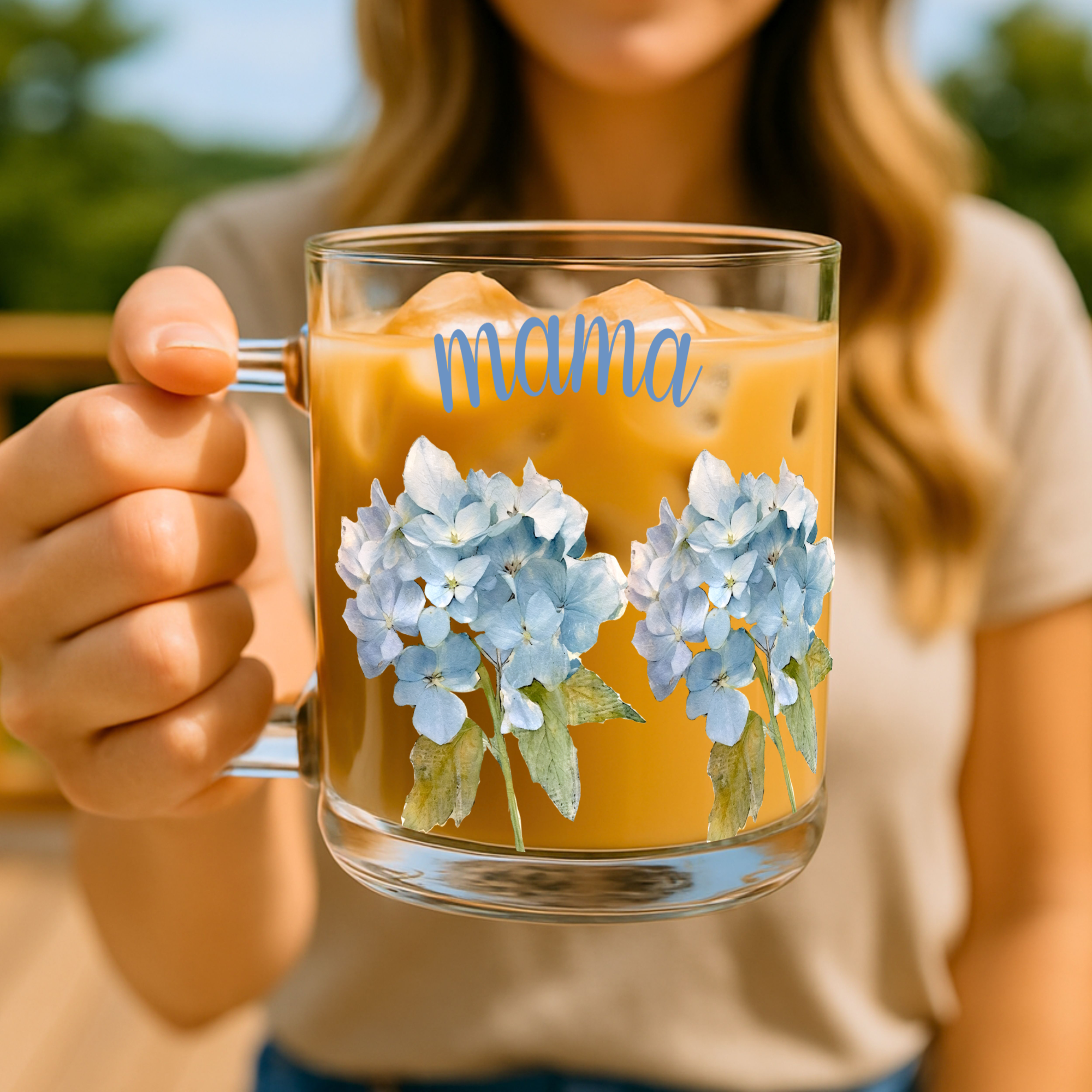 Hydrangea Mama Glass Mug 